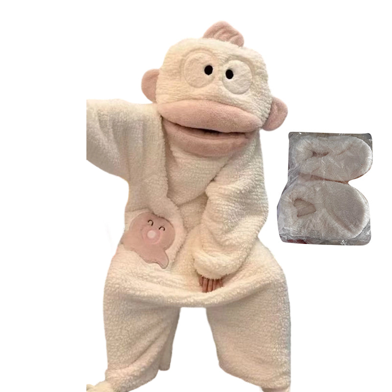 🔥🔥 Großer Saison-Ausverkauf gestartet!! 🧸🐟 warmer Kuschelpyjama mit Motiv aus Korallenfleece – extra weich, hautfreundlich und wärmespeichernd✨