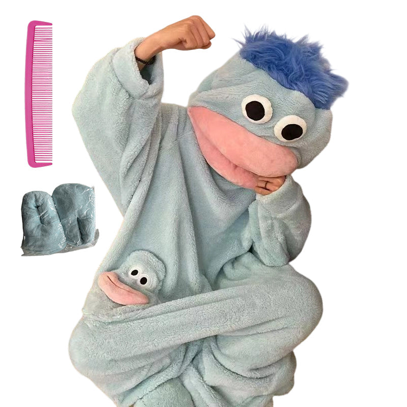 🔥🔥 Großer Saison-Ausverkauf gestartet!! 🧸🐟 warmer Kuschelpyjama mit Motiv aus Korallenfleece – extra weich, hautfreundlich und wärmespeichernd✨