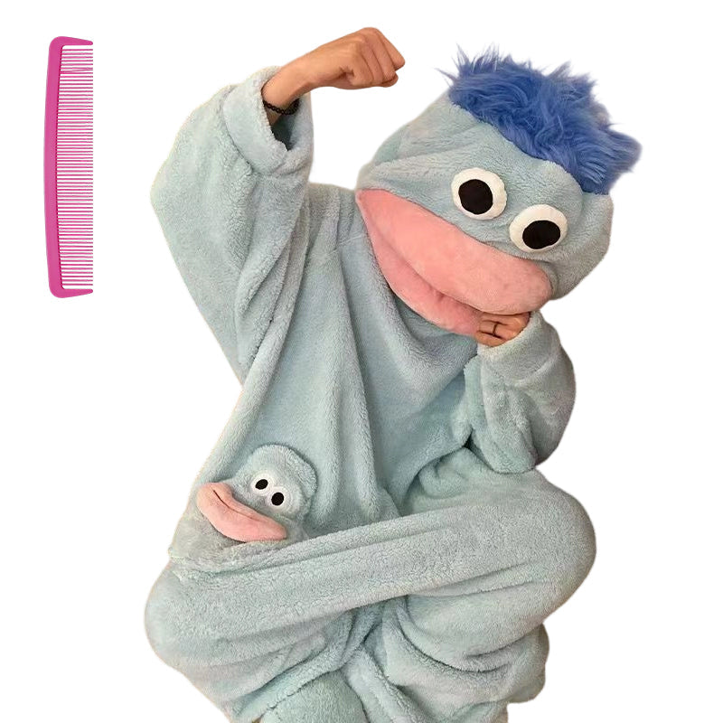 🔥🔥 Großer Saison-Ausverkauf gestartet!! 🧸🐟 warmer Kuschelpyjama mit Motiv aus Korallenfleece – extra weich, hautfreundlich und wärmespeichernd✨