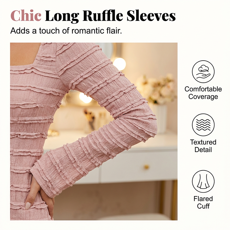 🌸 LIMITIERT 50% RABATT! ✨ Maxikleid mit Vintage-Charme: Quadratischer Ausschnitt, Rüschen & Elastisches Smok-Oberteil für perfekte Passform 👗