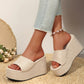 Damen Slip-On Sandalen mit offenem Zehenbereich und Plateauabsatz
