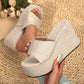 Damen Slip-On Sandalen mit offenem Zehenbereich und Plateauabsatz