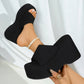 Damen Slip-On Sandalen mit offenem Zehenbereich und Plateauabsatz