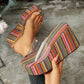Damen Slip-On Sandalen mit offenem Zehenbereich und Plateauabsatz