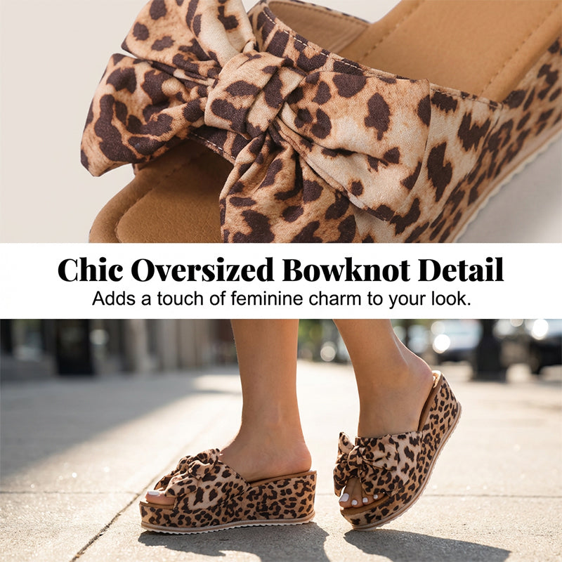 👡🐆 50% RABATT! Damen-Plateausandalen mit Leopardenmuster und Schleife – Wild, stylisch & perfekt für auffällige Looks 💫