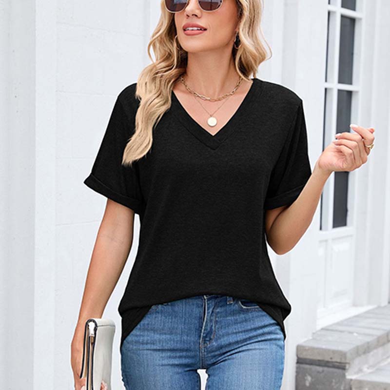 ✨🔥Damen V-Ausschnitt Kurzarm Freizeit-T-Shirt