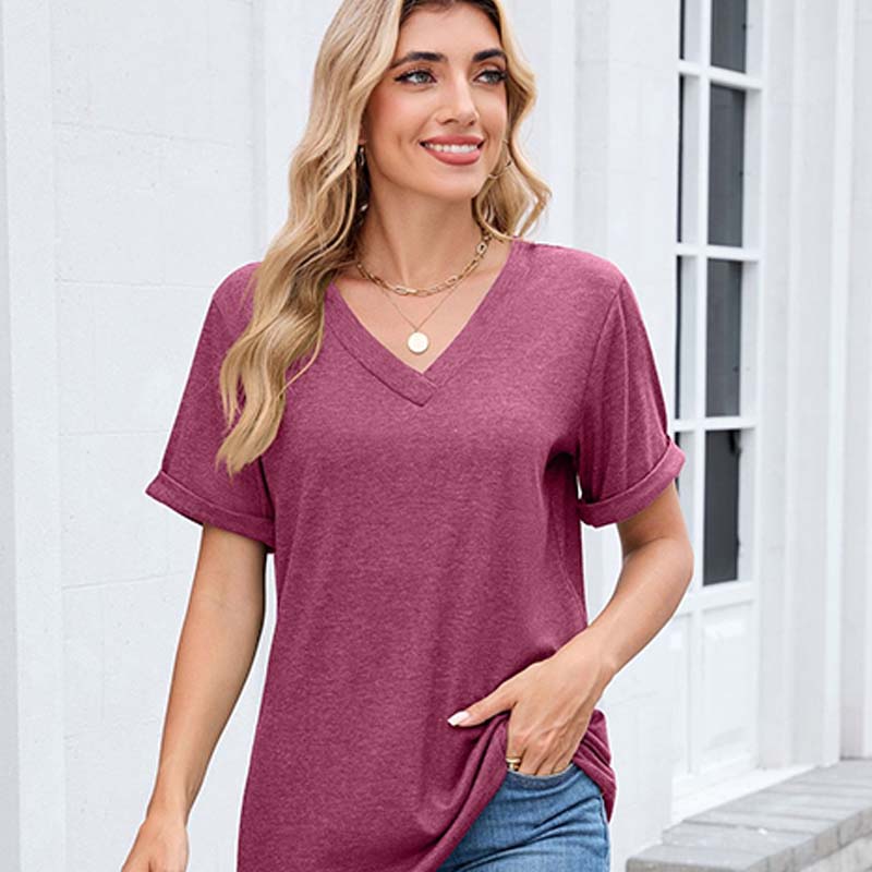 ✨🔥Damen V-Ausschnitt Kurzarm Freizeit-T-Shirt