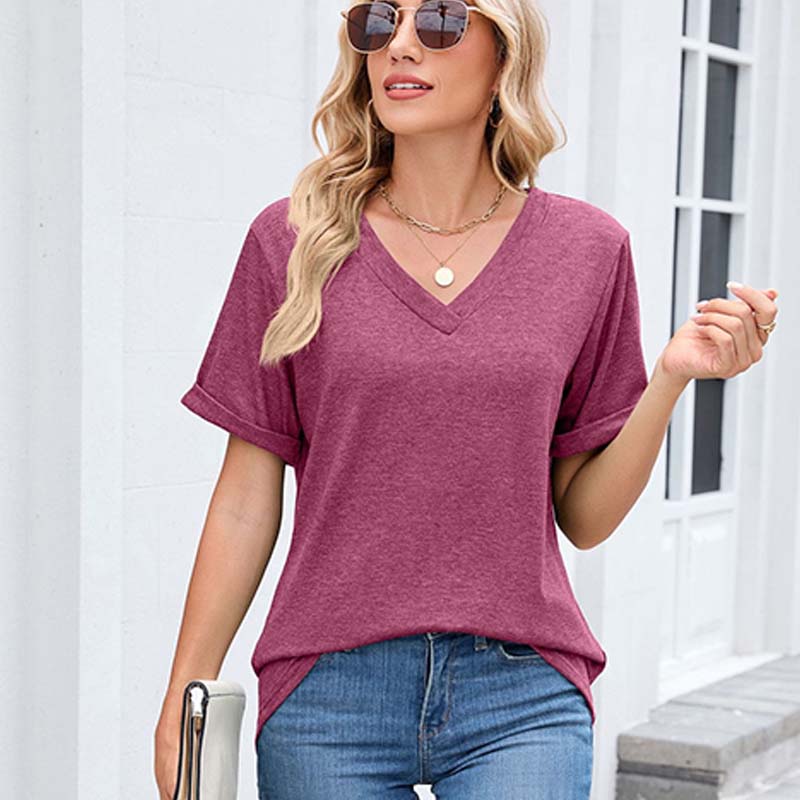✨🔥Damen V-Ausschnitt Kurzarm Freizeit-T-Shirt