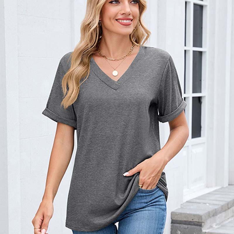 ✨🔥Damen V-Ausschnitt Kurzarm Freizeit-T-Shirt