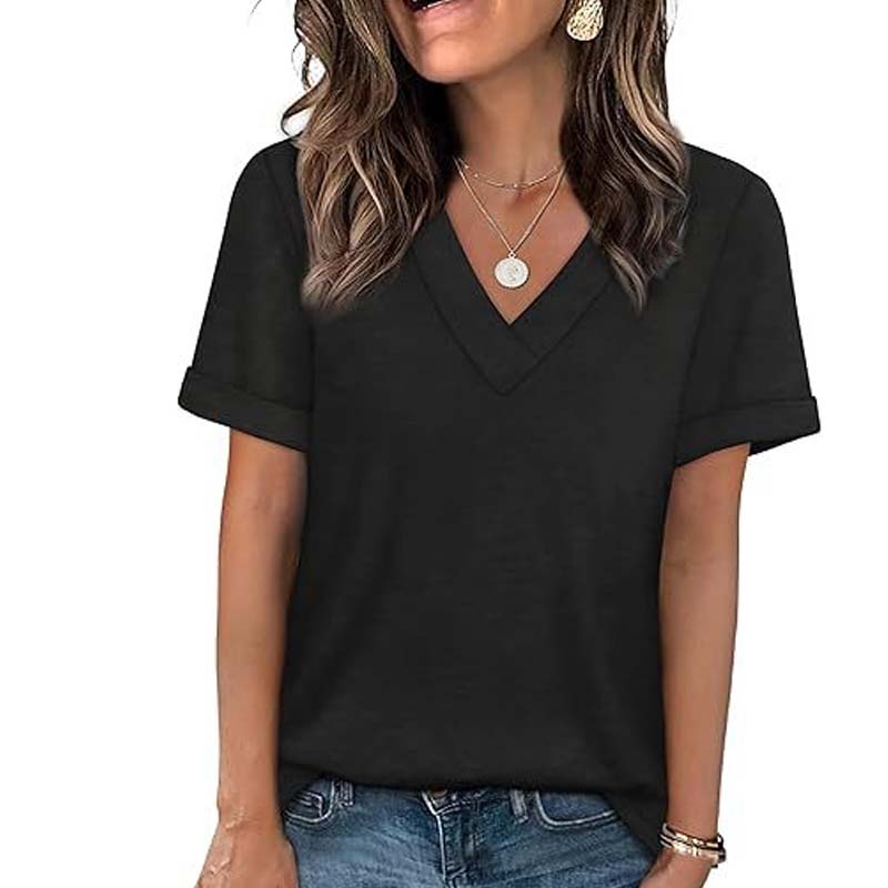 ✨🔥Damen V-Ausschnitt Kurzarm Freizeit-T-Shirt