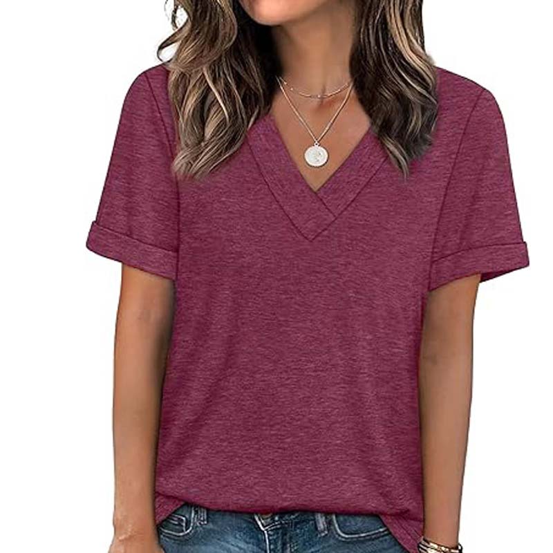✨🔥Damen V-Ausschnitt Kurzarm Freizeit-T-Shirt