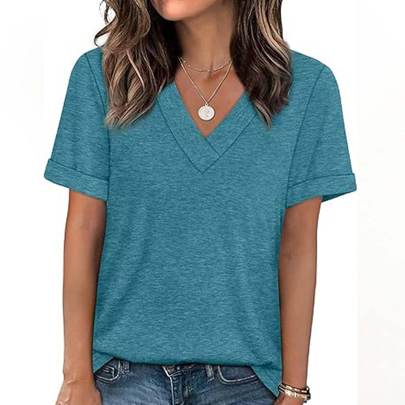 ✨🔥Damen V-Ausschnitt Kurzarm Freizeit-T-Shirt