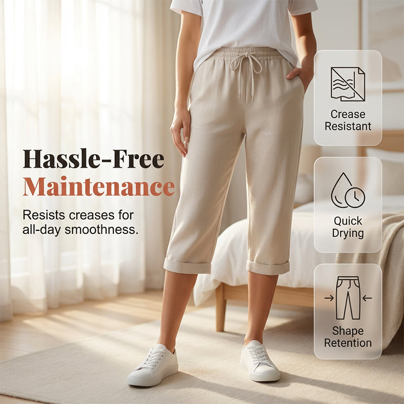 🔥🔥 50 % Rabatt!!🥳💞 50K+ VERKAUFT! ⚡👖Lässige Caprihosen aus Baumwoll-Leinen für Damen