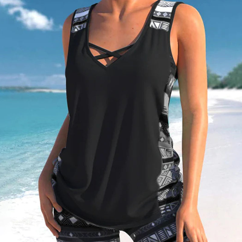 🔥Zweiteiliger Bikini – hochtailliert mit Bandeau-Top – perfekt für den Strand👙🏖️