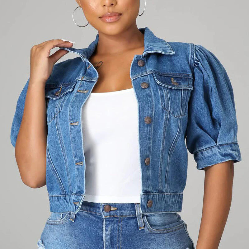 🌞🔥 SOMMER 2026 NEUHEIT: -50% 💥 Damen Jeansjacke mit kurzen Puffärmeln – lässig, modern & vielseitig kombinierbar 👗✨