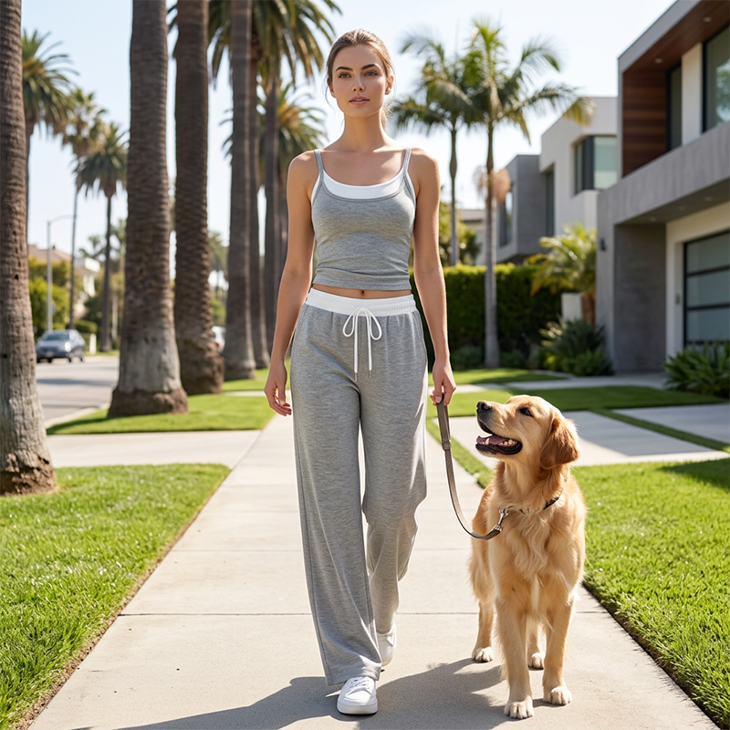 Wide-Leg-Sweatpants und Tanktop-Outfit
