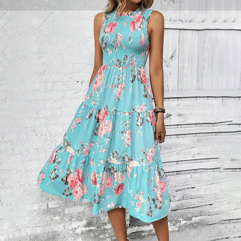 👗🌸【50 % Rabatt + kostenlose Ohrringe】 Ärmelloses Freizeitkleid mit Blumenmuster für Damen – Leicht, lässig & perfekt für den Sommer 🌼