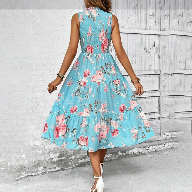 👗🌸【50 % Rabatt + kostenlose Ohrringe】 Ärmelloses Freizeitkleid mit Blumenmuster für Damen – Leicht, lässig & perfekt für den Sommer 🌼