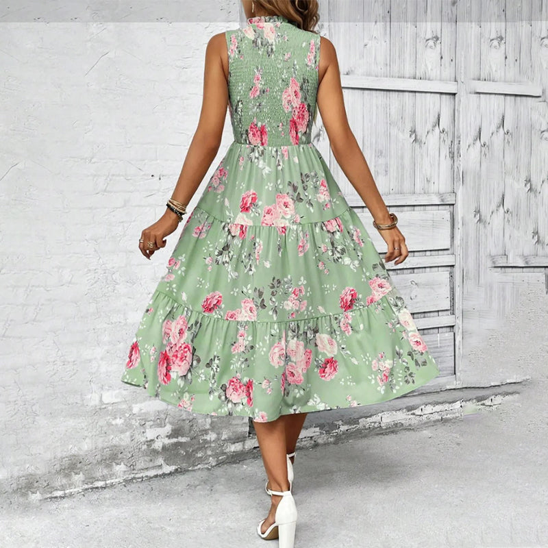 👗🌸【50 % Rabatt + kostenlose Ohrringe】 Ärmelloses Freizeitkleid mit Blumenmuster für Damen – Leicht, lässig & perfekt für den Sommer 🌼