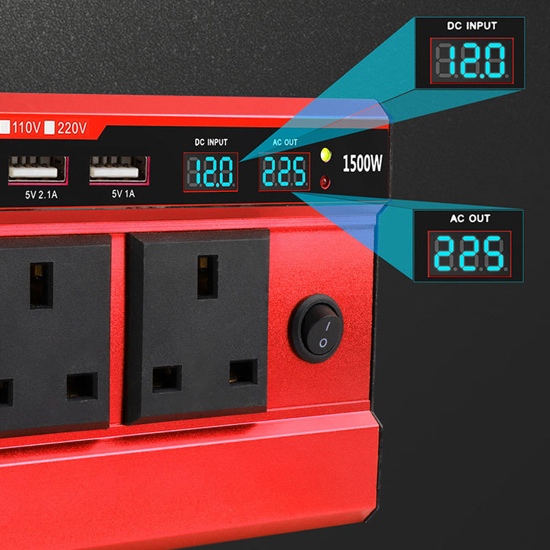 🔥🚘 Neu eingetroffen 1500-W-Auto-Wechselrichter mit 4 USB-Anschlüssen ⚡💡