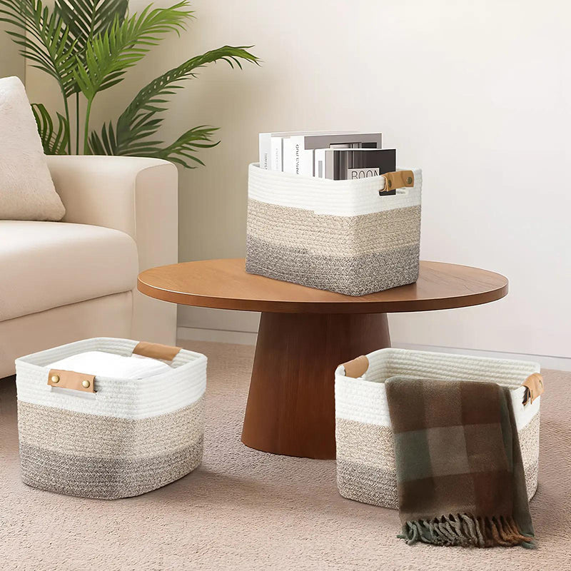 🧺 50% RABATT! 🧵 Geflochtener Baumwollseil-Aufbewahrungskorb mit Griffen – Weich, Stabil & Perfekt Für Spielzeug, Wäsche & Wohnaccessoires 🏠