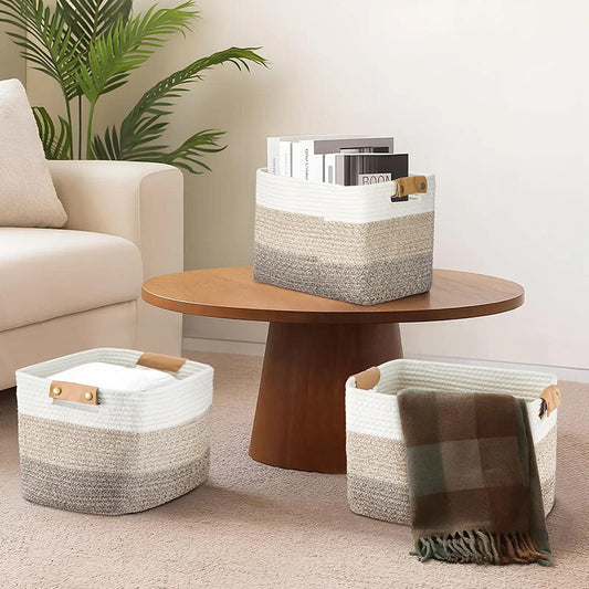 🧺 50% RABATT! 🧵 Geflochtener Baumwollseil-Aufbewahrungskorb mit Griffen – Weich, Stabil & Perfekt Für Spielzeug, Wäsche & Wohnaccessoires 🏠
