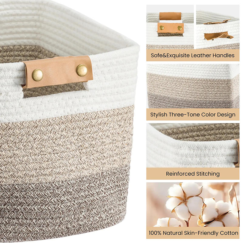 🧺 50% RABATT! 🧵 Geflochtener Baumwollseil-Aufbewahrungskorb mit Griffen – Weich, Stabil & Perfekt Für Spielzeug, Wäsche & Wohnaccessoires 🏠
