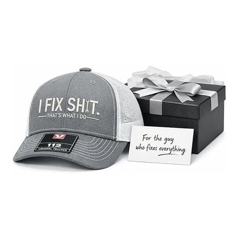 🧢 AKTION: 50% RABATT AUF ALLE CAPS! ✨ Trucker-Cap mit „I Fix Shit“-Stickerei – Atmungsaktives Mesh, Sonnenschutz & Verstellbar 🛠️