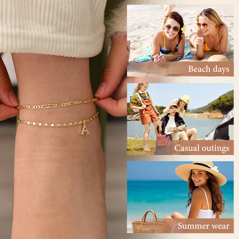 ✨ 50% OFF NOW! 💛 Layered Gold Ankle Bracelet for Women – Rhinestone, Adjustable & Perfect Beach Jewelry 🏖️
