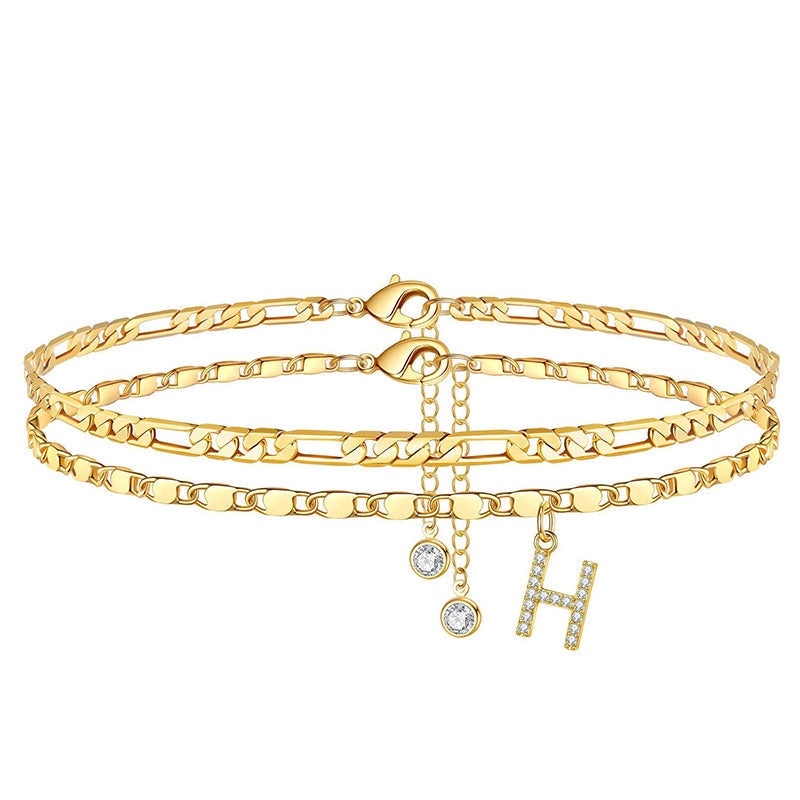 ✨ 50% OFF NOW! 💛 Layered Gold Ankle Bracelet for Women – Rhinestone, Adjustable & Perfect Beach Jewelry 🏖️