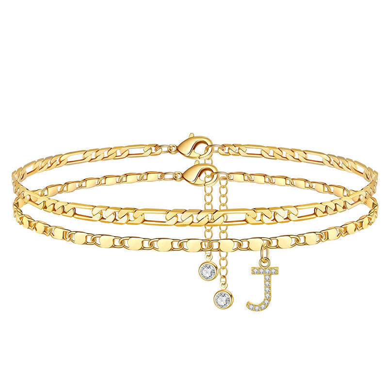 ✨ 50% OFF NOW! 💛 Layered Gold Ankle Bracelet for Women – Rhinestone, Adjustable & Perfect Beach Jewelry 🏖️