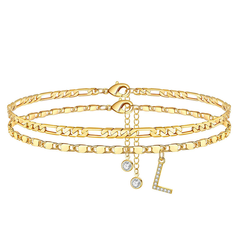 ✨ 50% OFF NOW! 💛 Layered Gold Ankle Bracelet for Women – Rhinestone, Adjustable & Perfect Beach Jewelry 🏖️