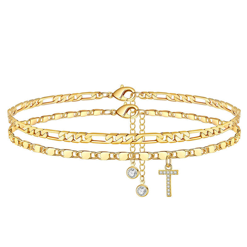 ✨ 50% OFF NOW! 💛 Layered Gold Ankle Bracelet for Women – Rhinestone, Adjustable & Perfect Beach Jewelry 🏖️