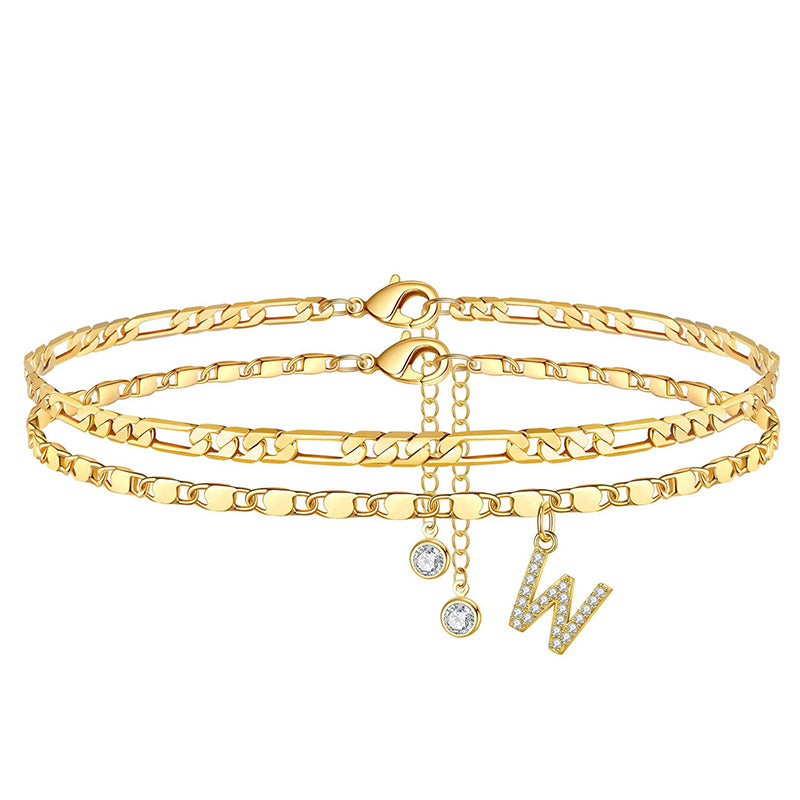 ✨ 50% OFF NOW! 💛 Layered Gold Ankle Bracelet for Women – Rhinestone, Adjustable & Perfect Beach Jewelry 🏖️