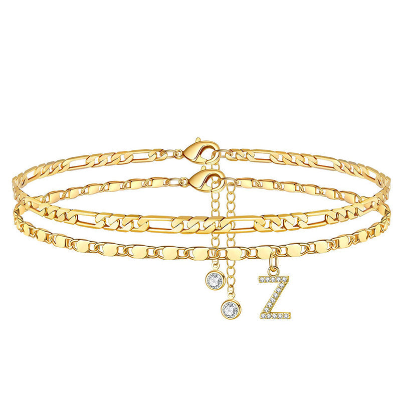 ✨ 50% OFF NOW! 💛 Layered Gold Ankle Bracelet for Women – Rhinestone, Adjustable & Perfect Beach Jewelry 🏖️