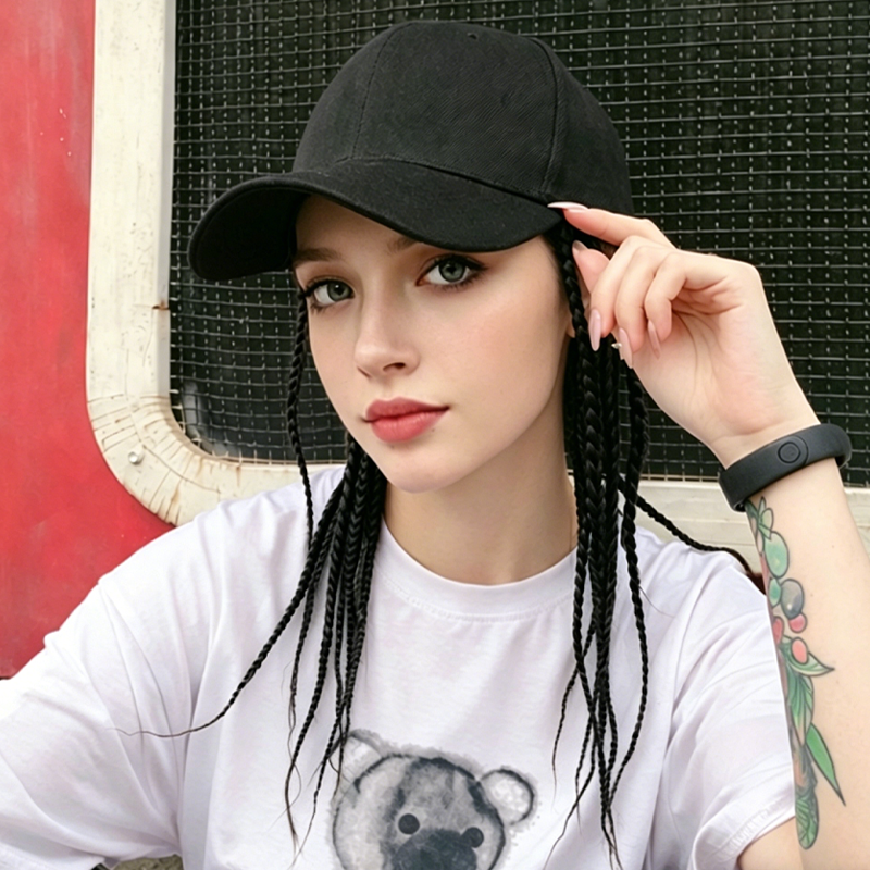 Baseballcap mit integrierten Zöpfen - 2-in-1 Perückenmütze & Realistischer Zopf-Look