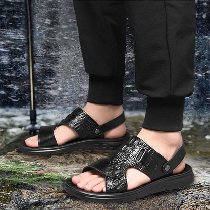 Atmungsaktive Herren-Sandalen aus Rindsleder für den doppelten Gebrauch