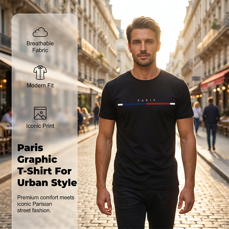 👕 NUR FÜR BEGRENZTE ZEIT: 50 % RABATT! 🎨 Minimalistisches Grafik-T-Shirt für Herren (Paris-Design) – hochwertiger Stoff, schmale Passform, vielseitiger Stil ✨