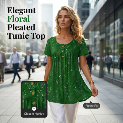 📢📢50 % RABATT !! ⏰Blumen-Top mit Plisseefalten – locker, bequem & elegant