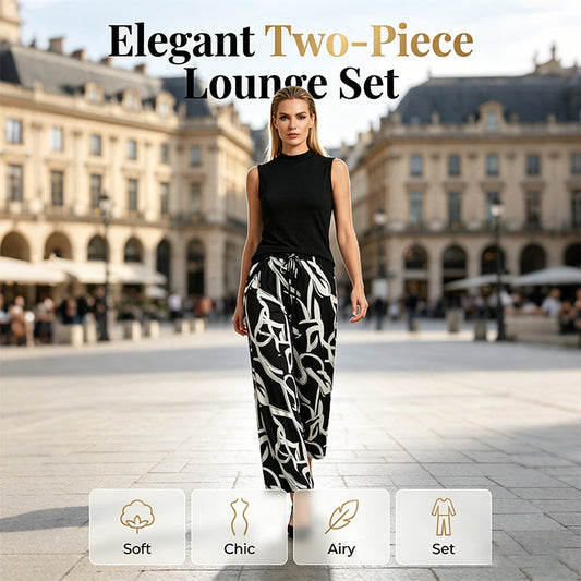 👚 50% RABATT! ✨ Damen Set – Ärmelloses Top & Gemusterte Extrawette Hose – Luftig, Elegant & Perfekt Für Sommer, Büro & Urlaub 🌸