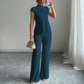 👗 JETZT 50 % RABATT! 🌸 Elegantes 2-teiliges Set aus Oberteil mit Stehkragen und Hose mit weitem Bein – gerippte Struktur, fließende Silhouette und vielseitiger Stil ✨
