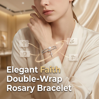 🌷💝 50% RABATT! Elegantes Doppeltes Gebetsperlenarmband mit Kreuz – Stilvoll & voller Glauben!
