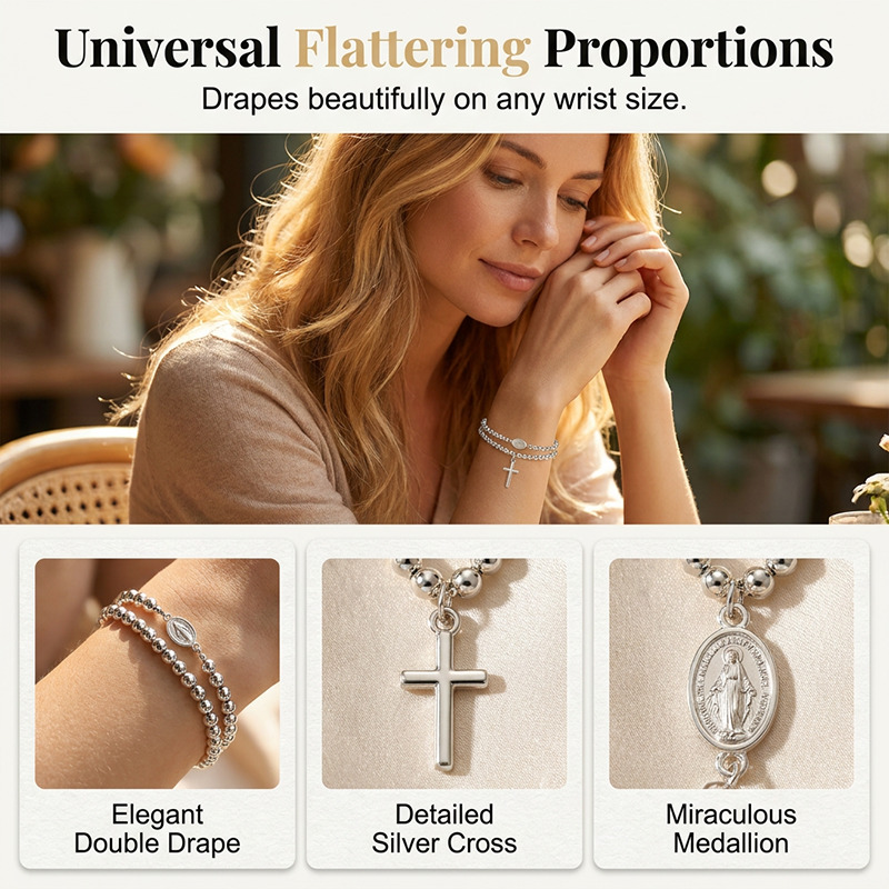 🌷💝 50% RABATT! Elegantes Doppeltes Gebetsperlenarmband mit Kreuz – Stilvoll & voller Glauben!