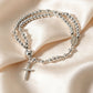 🌷💝 50% RABATT! Elegantes Doppeltes Gebetsperlenarmband mit Kreuz – Stilvoll & voller Glauben!