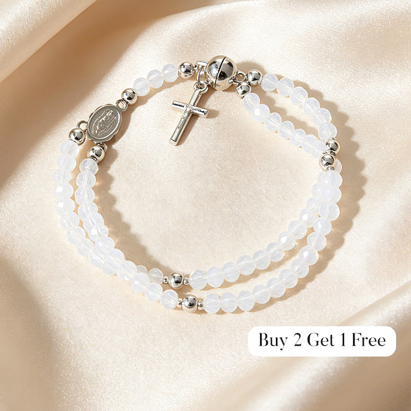 🌷💝 50% RABATT! Elegantes Doppeltes Gebetsperlenarmband mit Kreuz – Stilvoll & voller Glauben!