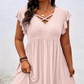 📢📢Limitiertes Angebot – 50 % Rabatt + kostenlose Halskette !! ⏰Damenkleid mit V-Ausschnitt und Rüschenbesatz