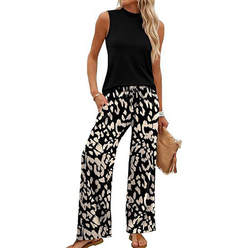 👚 50% RABATT! ✨ Damen Set – Ärmelloses Top & Gemusterte Extrawette Hose – Luftig, Elegant & Perfekt Für Sommer, Büro & Urlaub 🌸