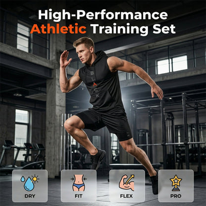 ⌛ Nur noch 1 Woche – 50 % auf alles ⏰Herren Sport-Set – ärmelloses Hoodie & Shorts – atmungsaktiv, schnelltrocknend & bequem 🏃‍♂️💪