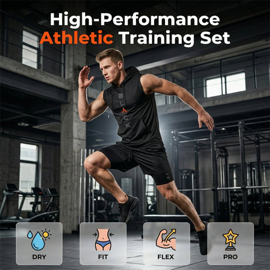 ⌛ Nur noch 1 Woche – 50 % auf alles ⏰Herren Sport-Set – ärmelloses Hoodie & Shorts – atmungsaktiv, schnelltrocknend & bequem 🏃‍♂️💪