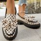 📢📢50% RABATT !! ⏰ Damen-Loafers mit Tupfenmuster, Schleife und Plateausohle